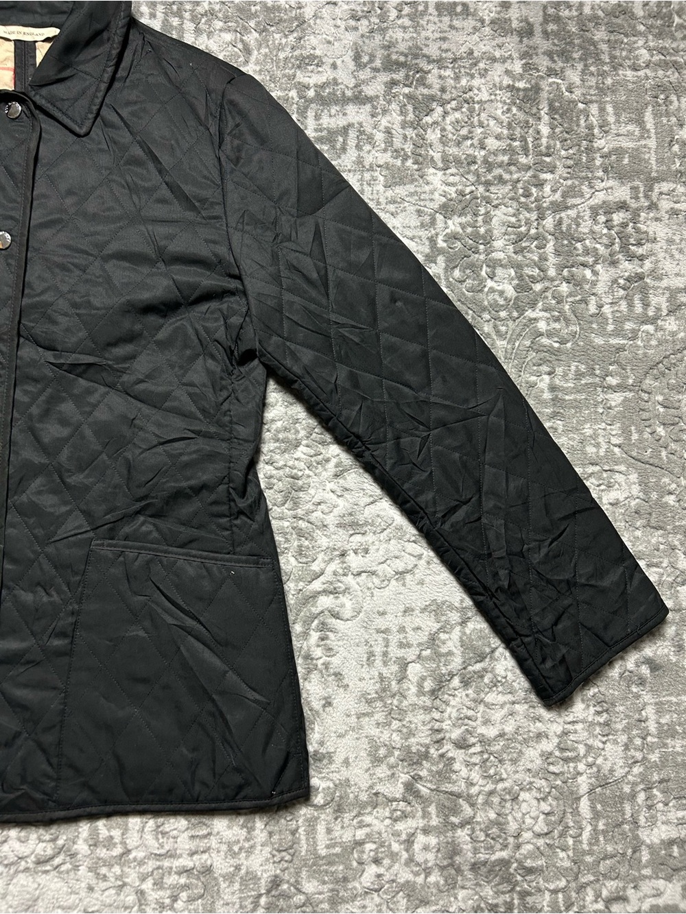 BURBERRY QUILTED NOVA CHECK JACKET SIZE XS BLACK - Picture 4 of 11
